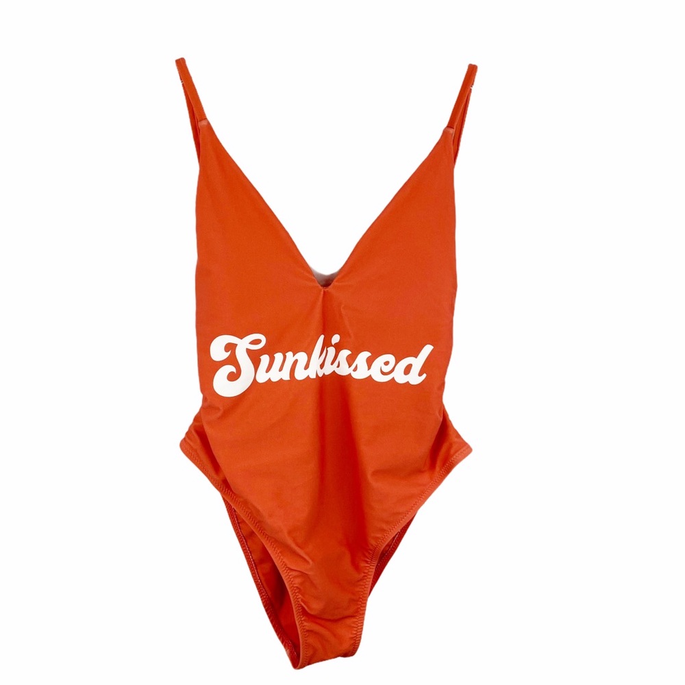 NEW SMYM MuMu Sunkissed One Piece Swimsuit Siesta Key Orange Plunge Size Small - Picture 5 of 16